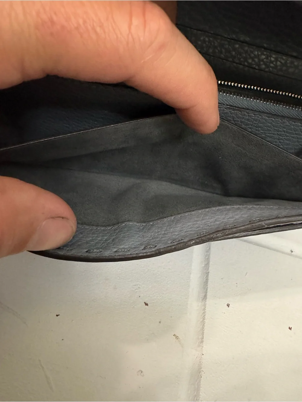 Fendi Gray-Blue Leather Selleria Wallet Full Set